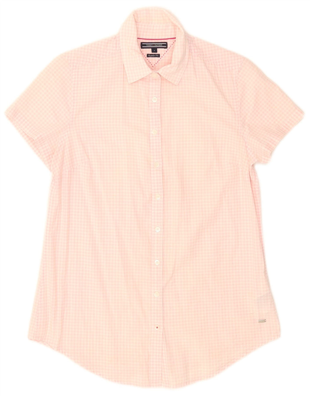 Cămașă cu mânecă scurtă Tommy Hilfiger pentru femei US 4 Small Pink Gingham