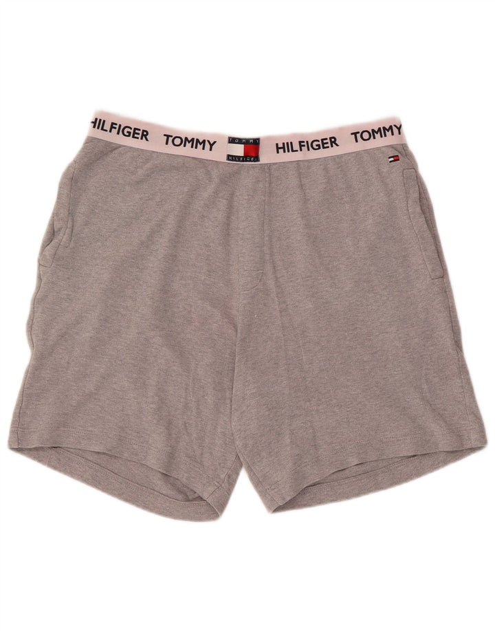 Pantaloni scurți sport grafic Tommy Hilfiger pentru bărbați, bumbac gri mediu