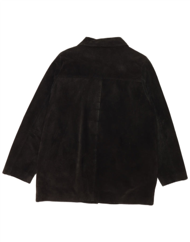 Jachetă vintage pentru femei de piele intoarsă UK 18 XL, piele neagră