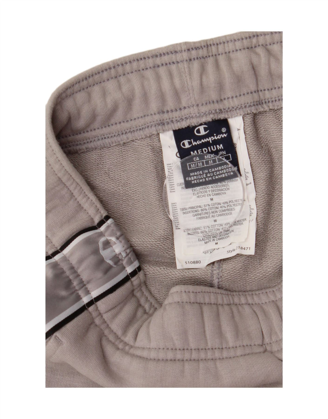 Pantaloni scurți sport grafic Champion pentru bărbați, bumbac gri mediu