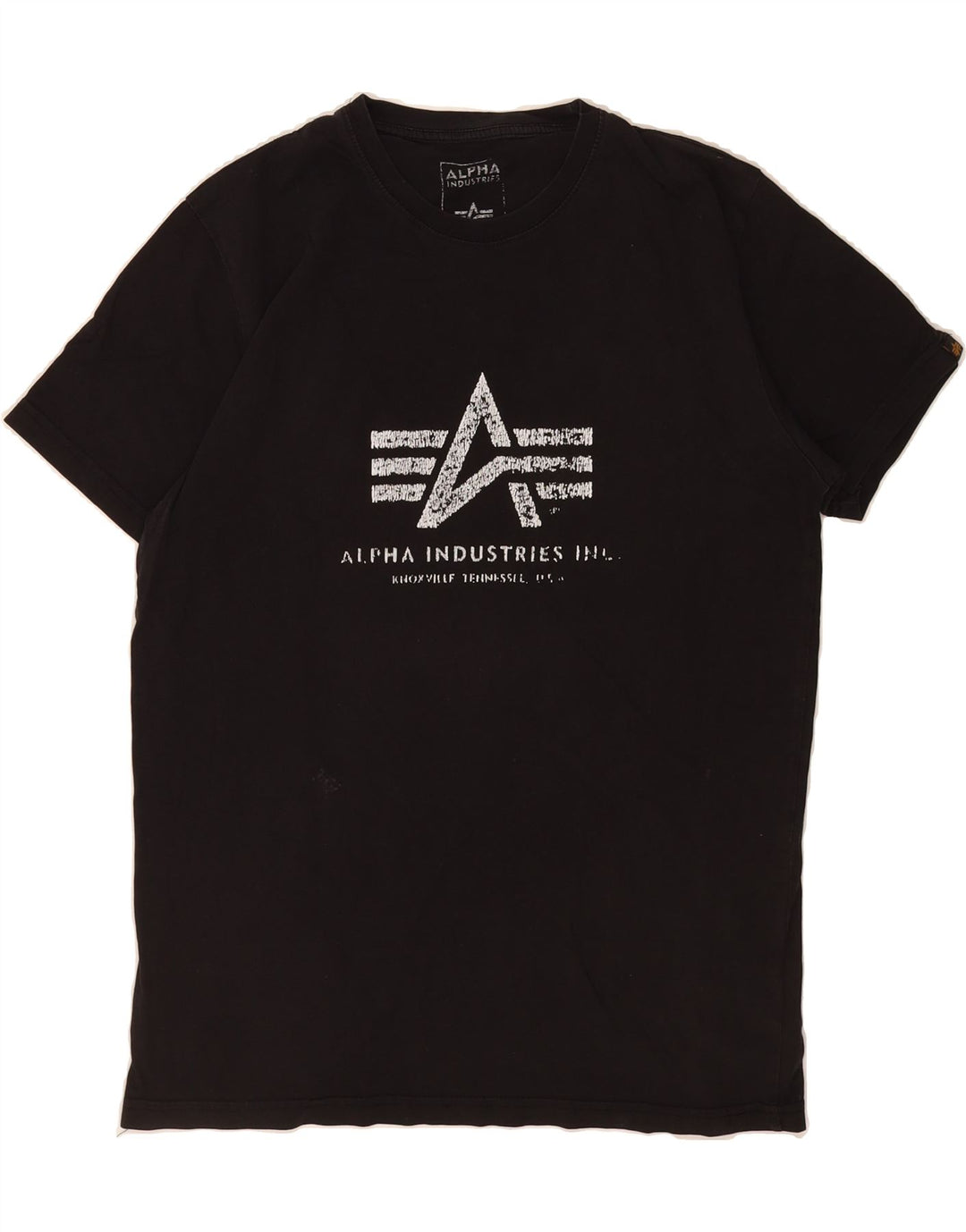ALPHA INDUSTRIES Mens Graphic T-Shirt Top Medium Black Cotton Vintage Alpha Industries and Second-Hand Alpha Industries from Messina Hembry 