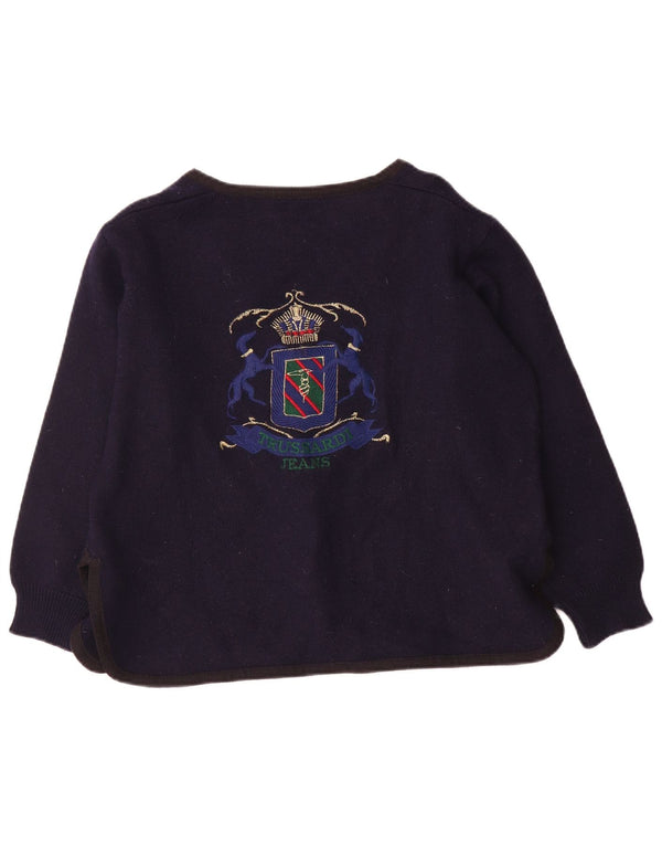 Pulover cardigan grafic pentru femei Trussardi Jeans UK 16 Mare bleumarin