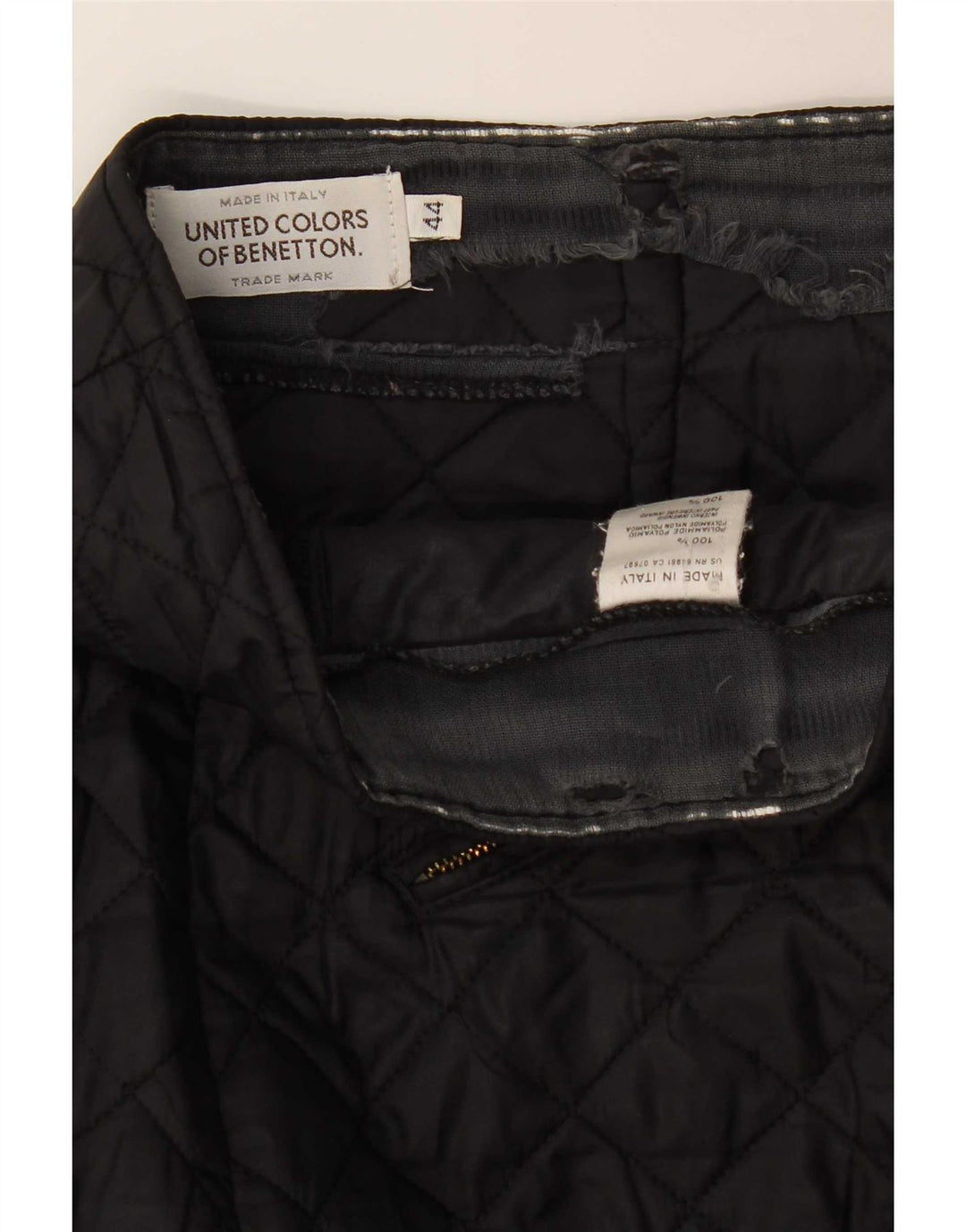 Fusta mini matlasată Benetton pentru femei IT 44 Medium W30 Poliamidă neagră