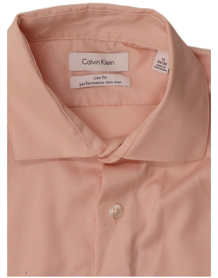 Cămașă Slim Fit CALVIN KLEIN pentru bărbați, mărimea 15, bumbac roz mediu