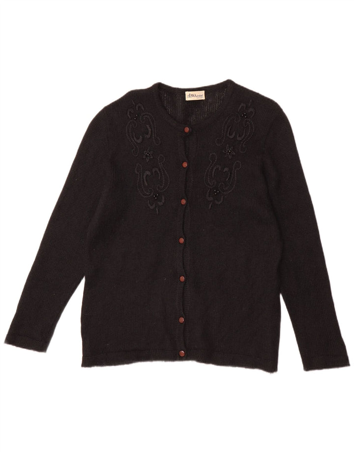ANNA Womens Cardigan Sweater IT 46 Large Black Floral