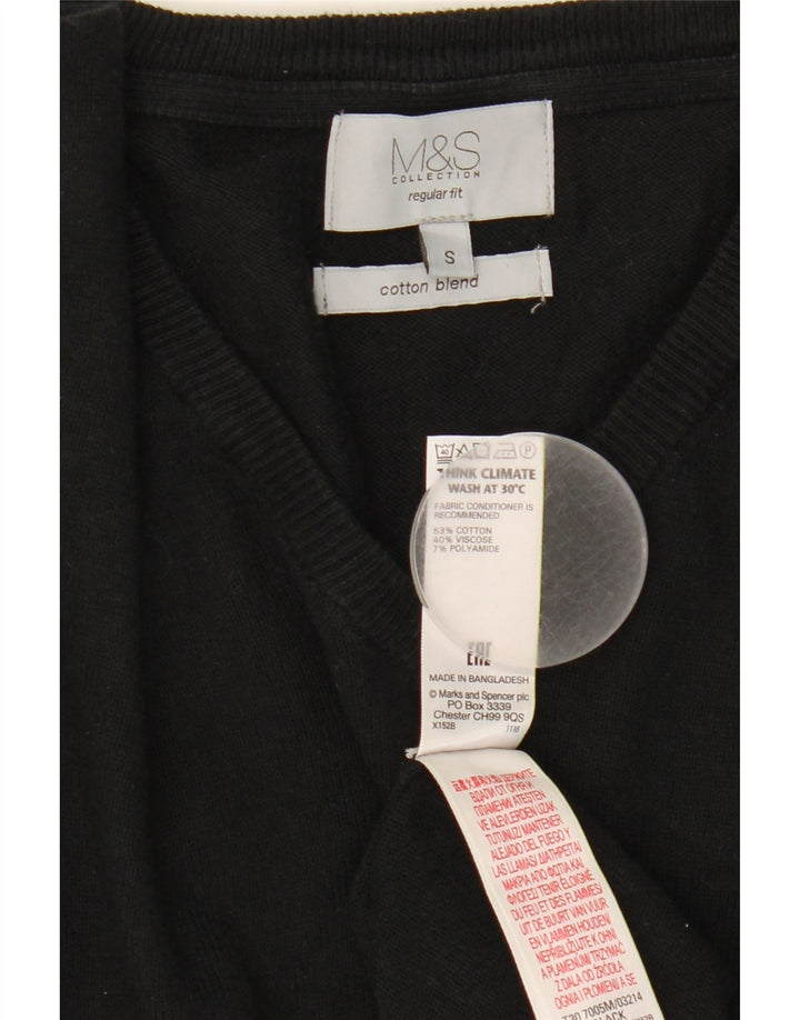Pulover cu decolteu în V pentru femei Marks & Spencer, cu ajustare obișnuită, UK 10 Mic Negru