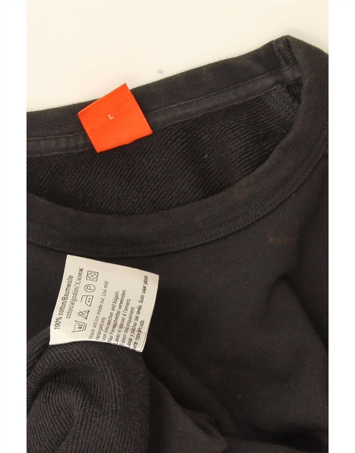 Top grafic pentru bărbați Hugo Boss cu mânecă lungă, mare, gri bumbac