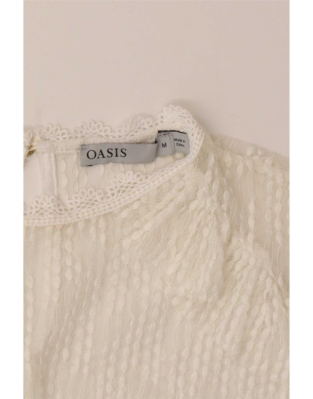 Oasis pentru femei cu mânecă lungă din dantelă, top transparent UK 14 alb mediu