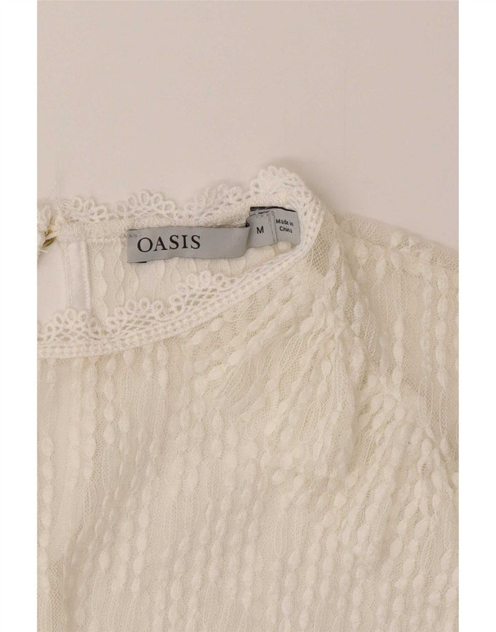 Oasis pentru femei cu mânecă lungă din dantelă, top transparent UK 14 alb mediu