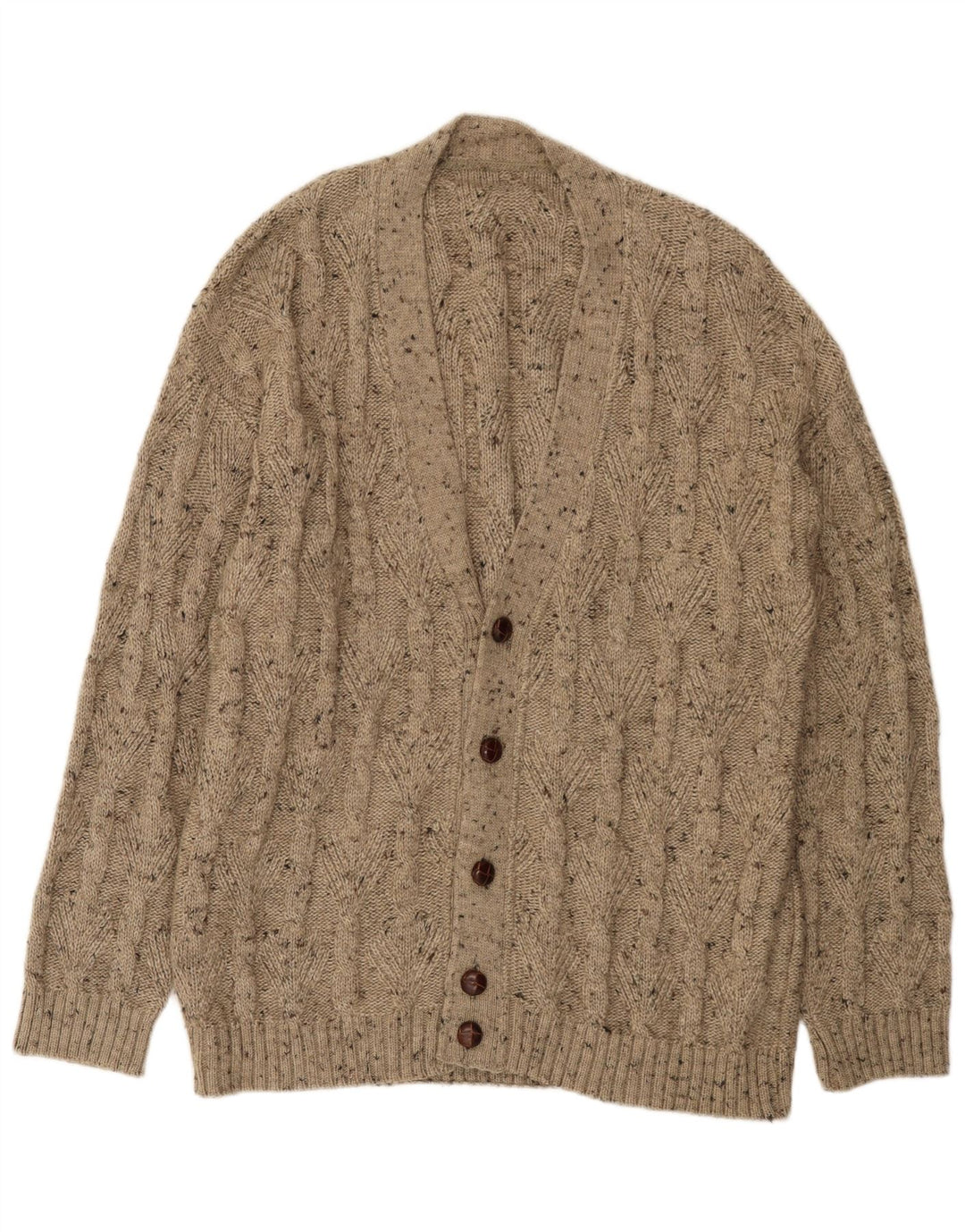 Cardigan Vintage pentru bărbați, XL, bej, lână cu pete