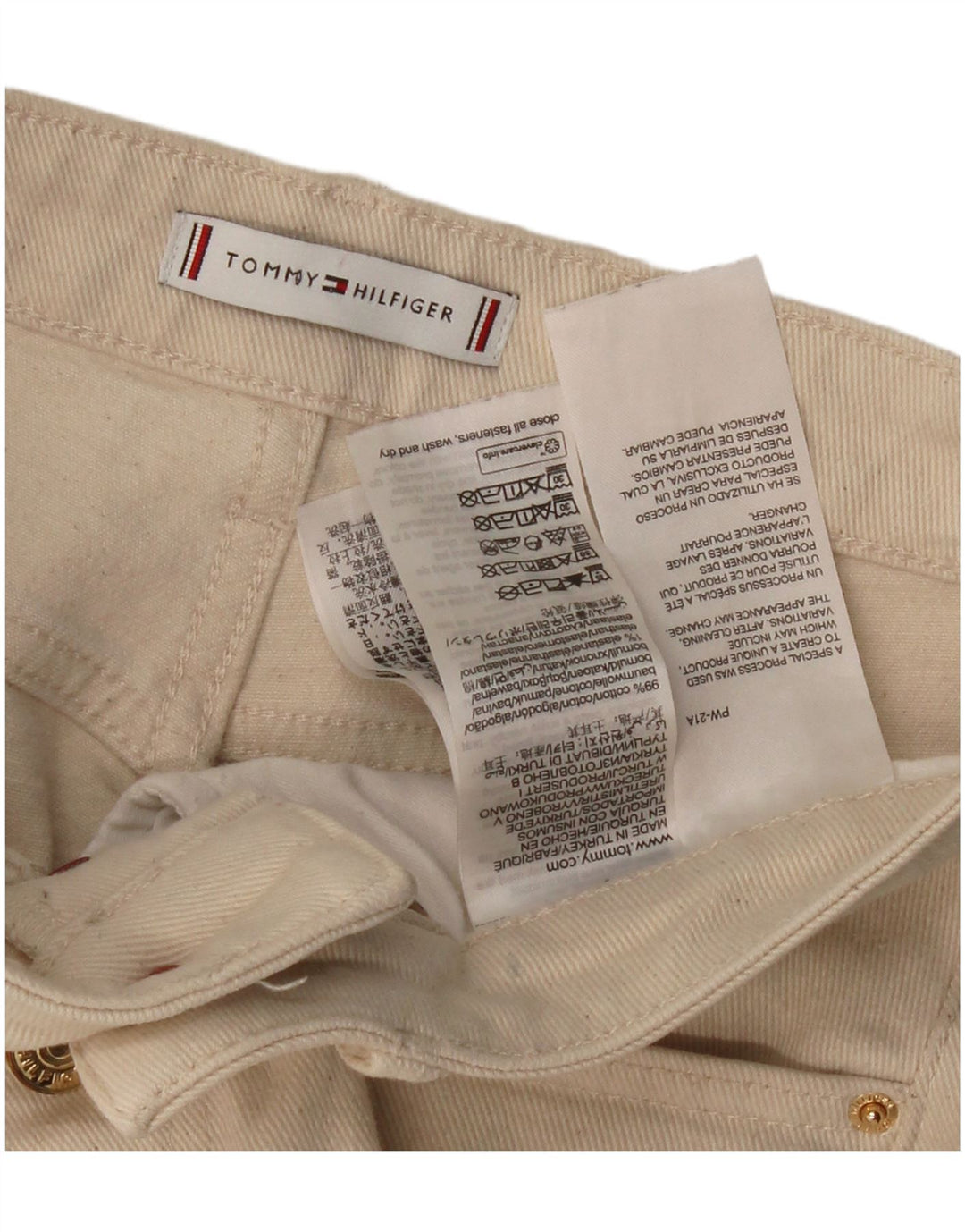 TOMMY HILFIGER Blugi evazați pentru femei W26 L30 bumbac bej