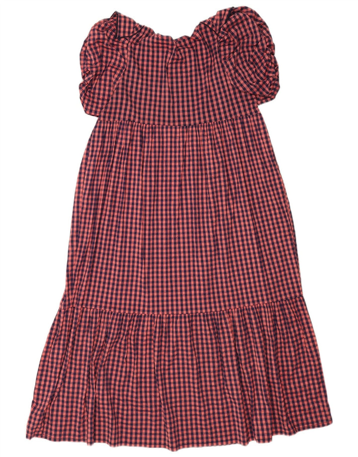 Rochie de damă Zara Empire cu volane UK 10 Mic roz poliester vichy