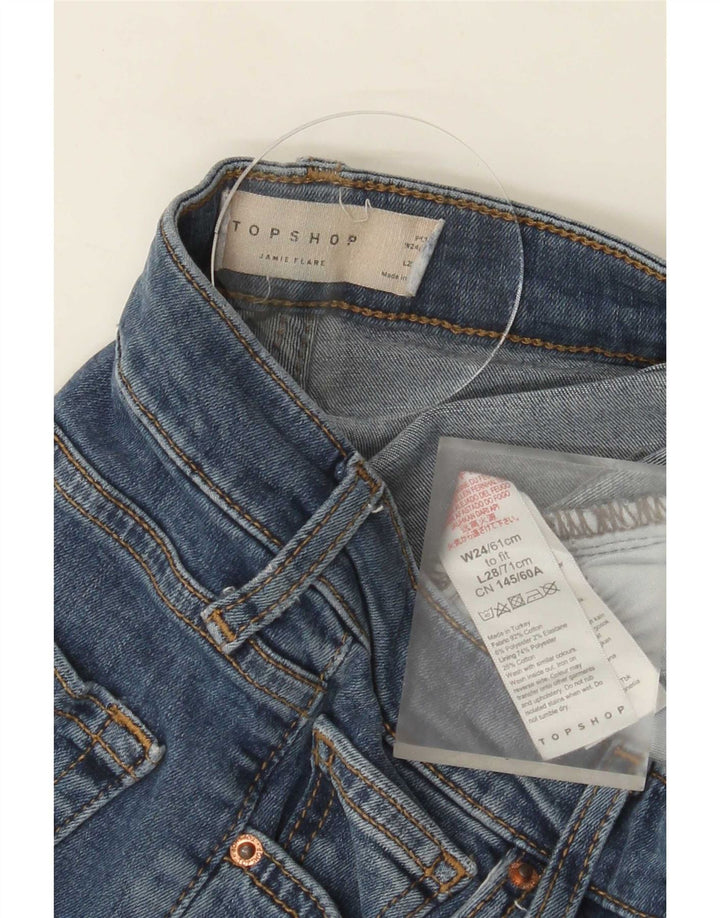 Blugi evazați Jamie pentru femei Topshop L24 L28 Bumbac albastru
