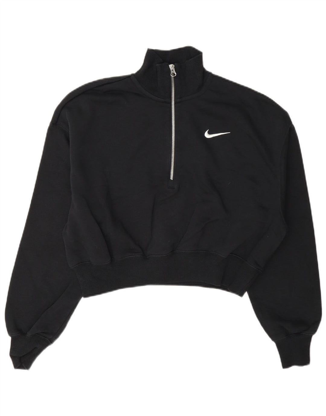 Pulover Nike pentru femei, supradimensionat, cu fermoar și gât, UK 10 Mic Negru