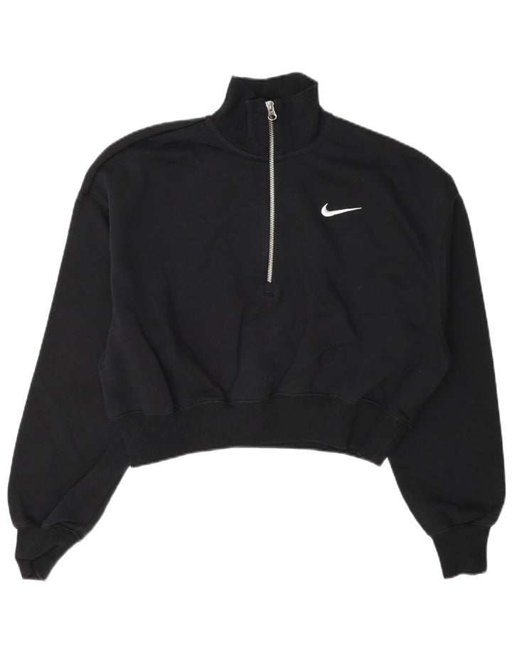 Pulover Nike pentru femei, supradimensionat, cu fermoar și gât, UK 10 Mic Negru