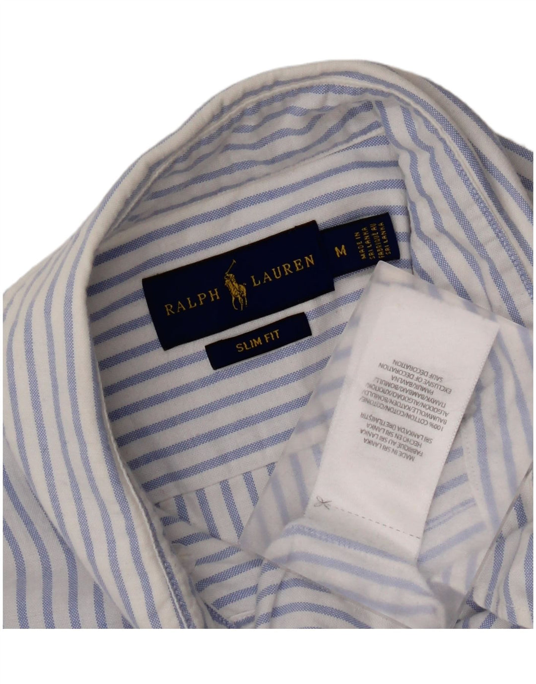 Cămașă pentru bărbați Ralph Lauren slim fit, bumbac cu dungi albastre medii
