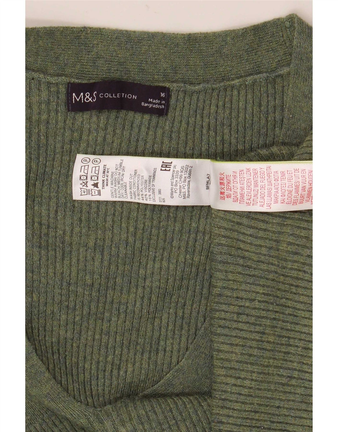 Marks & Spencer Pulover cu decolteu în V pentru femei UK 16 Poliester verde mare