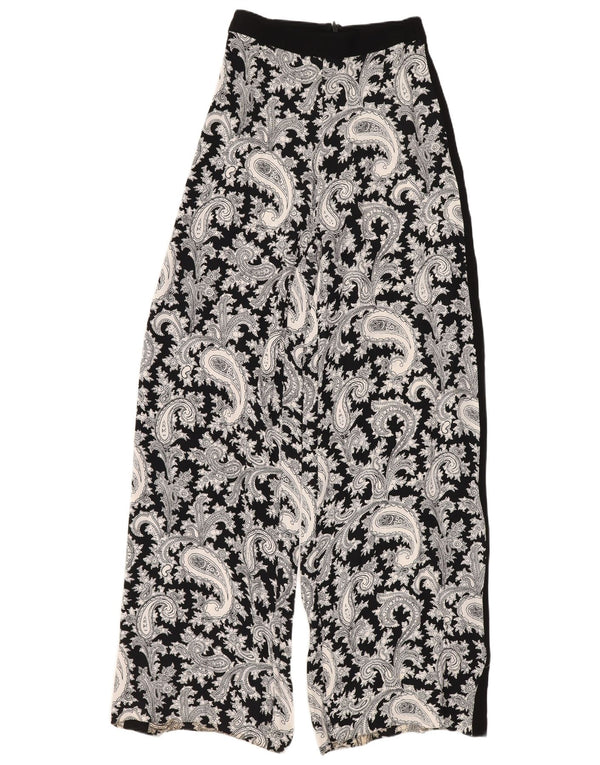 French Connection Pantaloni pentru femei cu talie înaltă Marea Britanie 6 XS L24 L30 Negru Paisley