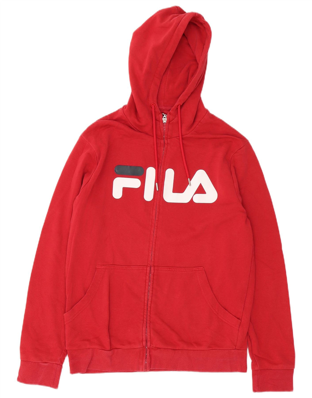 Pulover Fila pentru bărbați, cu fermoar și cu capota, din bumbac roșu mediu