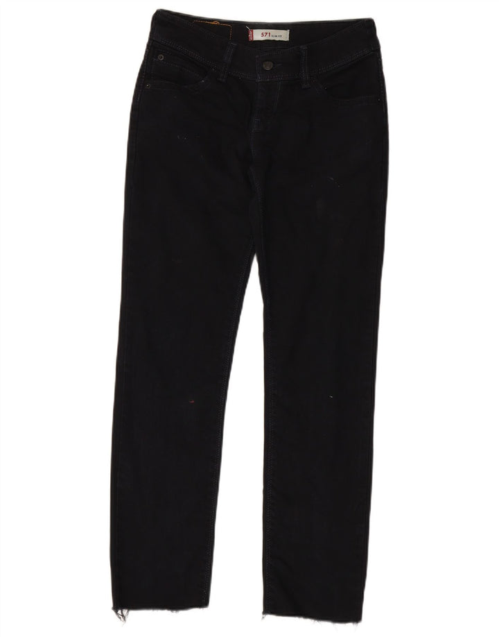 LEVI'S Womens 571 Slim Jeans W28 L27 Black Cotton
