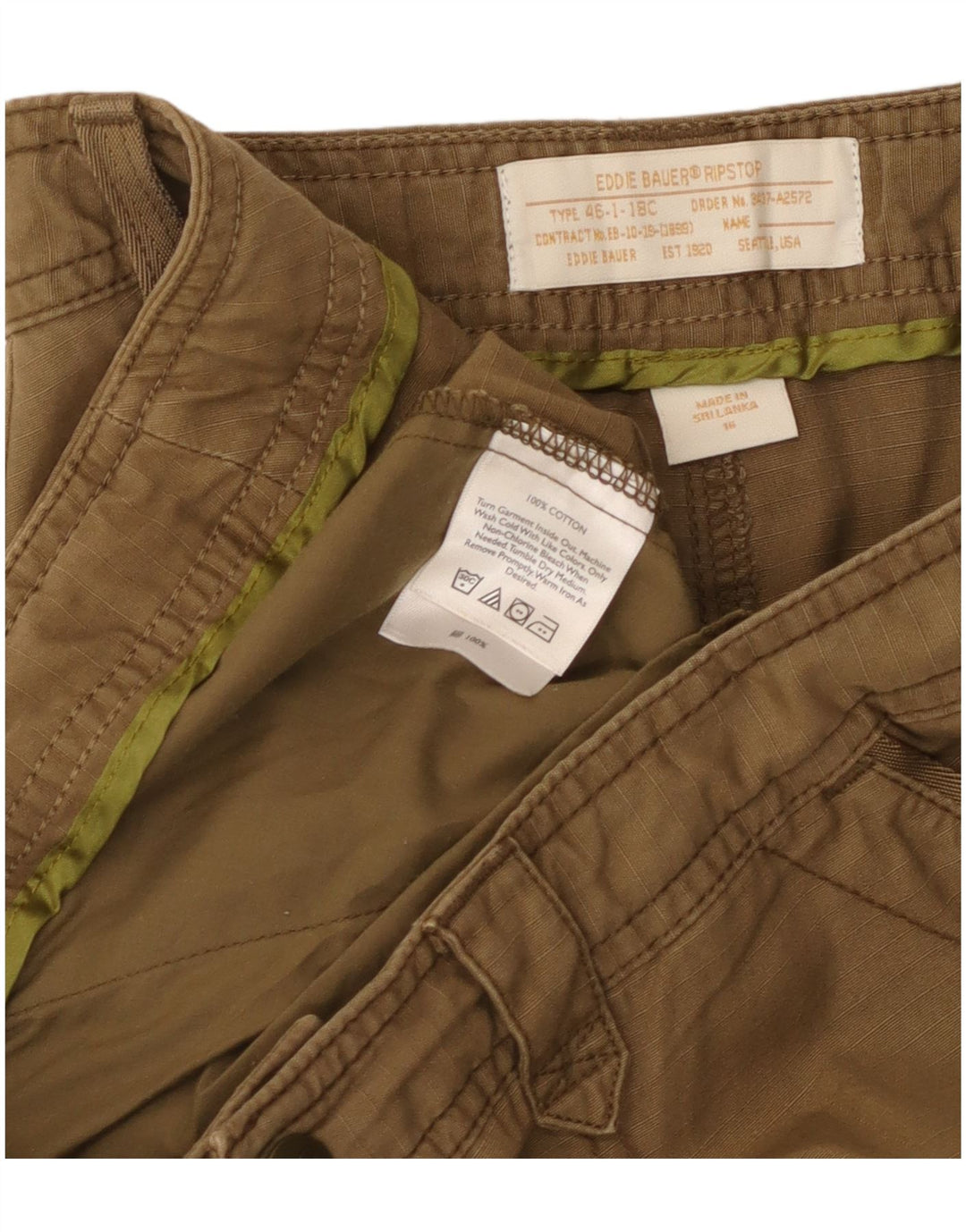 Pantaloni scurti cargo pentru femei Eddie Bauer US 16 2XL W40 Kaki Bumbac