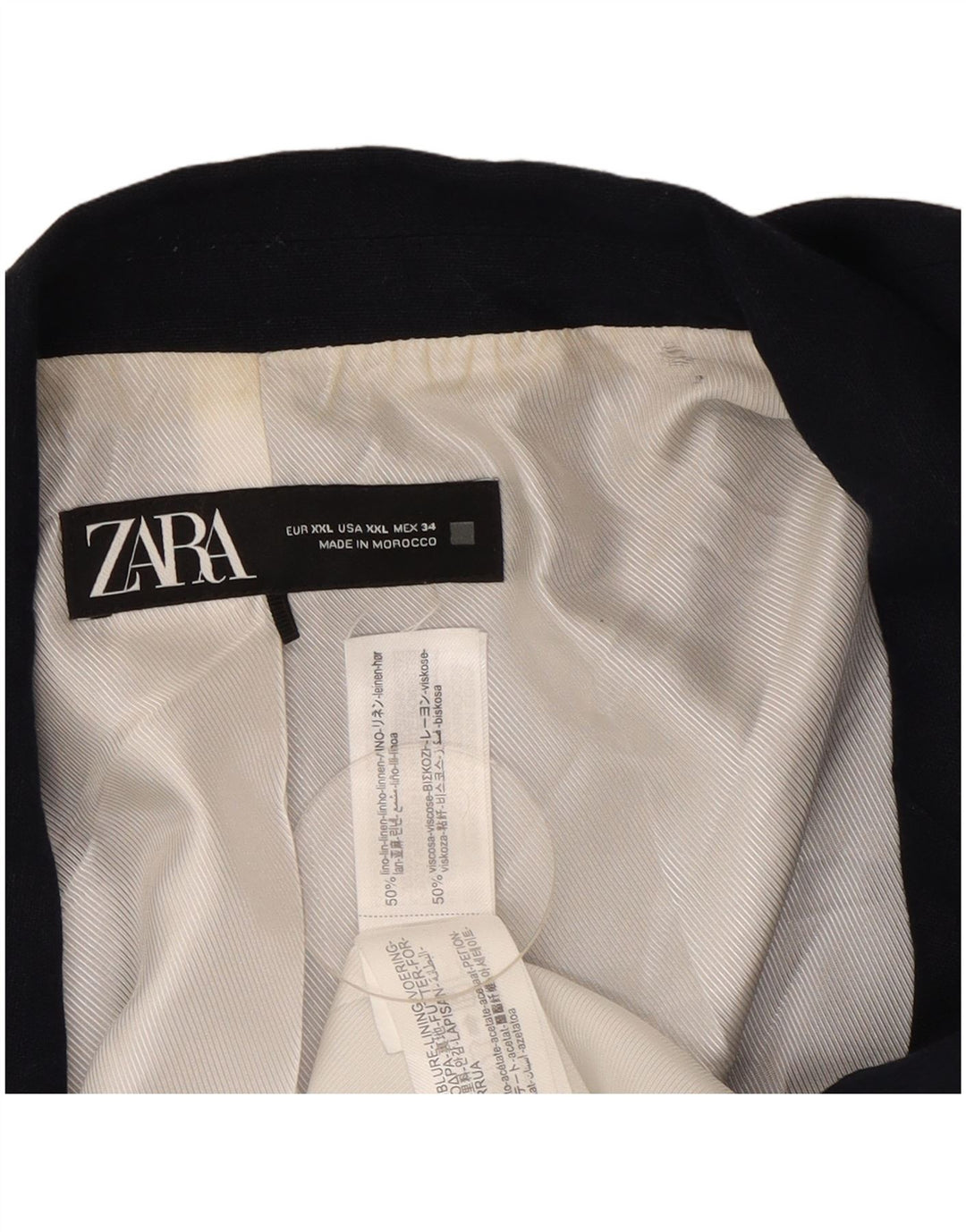 Jachetă Blazer deschisă pentru femei Zara UK 20 2XL in albastru bleumarin
