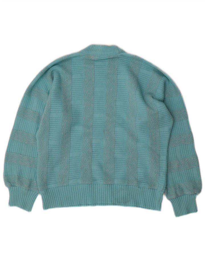 VINTAGE Pulover cu gât țestoasă pentru femei UK 14 Medium Blue Dunge