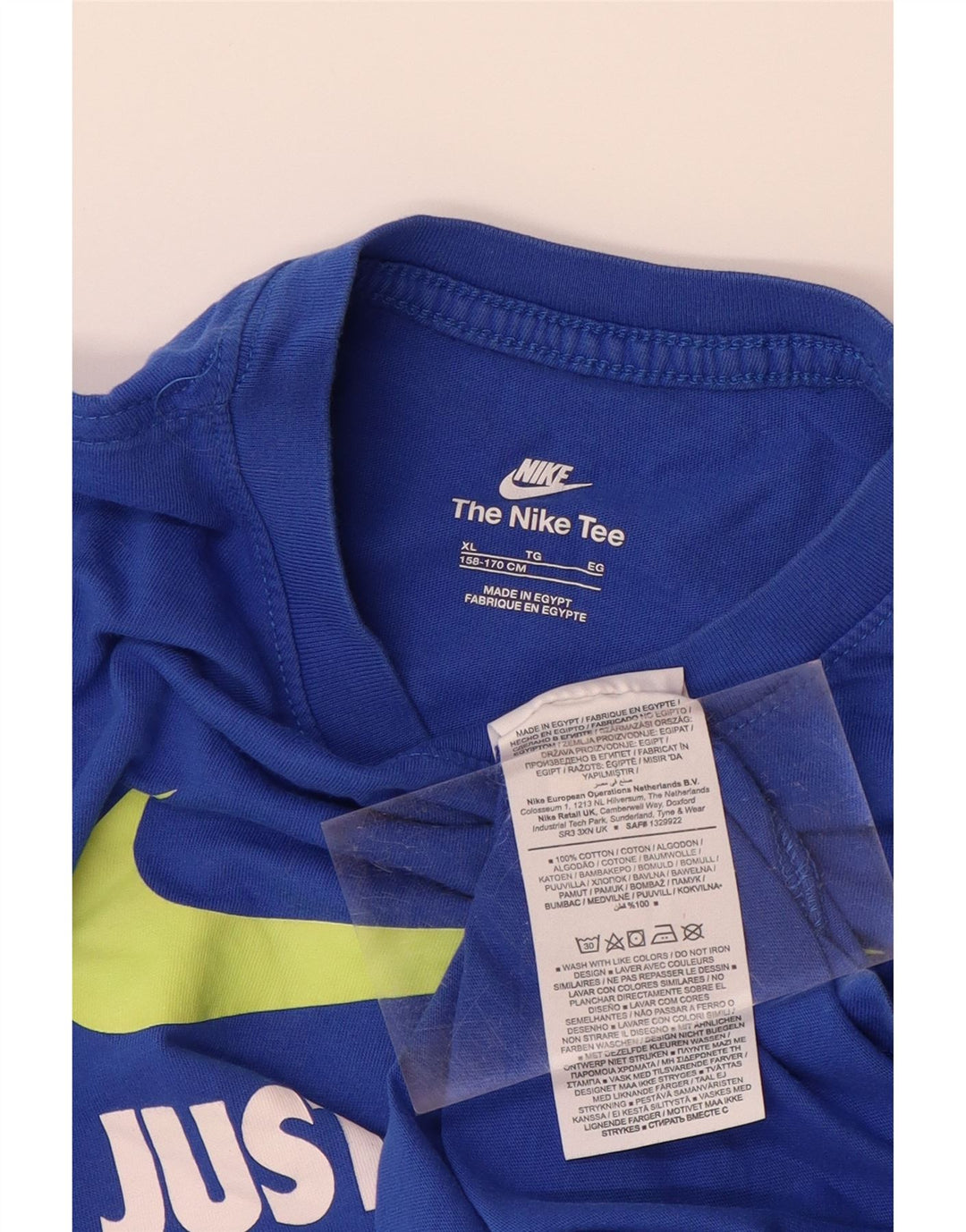 Tricou grafic pentru băieți NIKE Top 13-14 ani XL Bumbac albastru