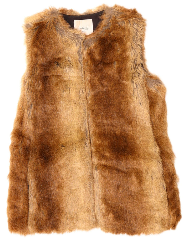 Gilet pentru femei Trafaluc Open Faux Fur UK 14 Poliester Maro Mediu