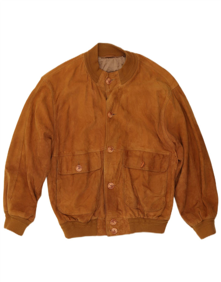 VINTAGE Bomber de piele intoarsa pentru barbati UK 38 Medium Beige Piele