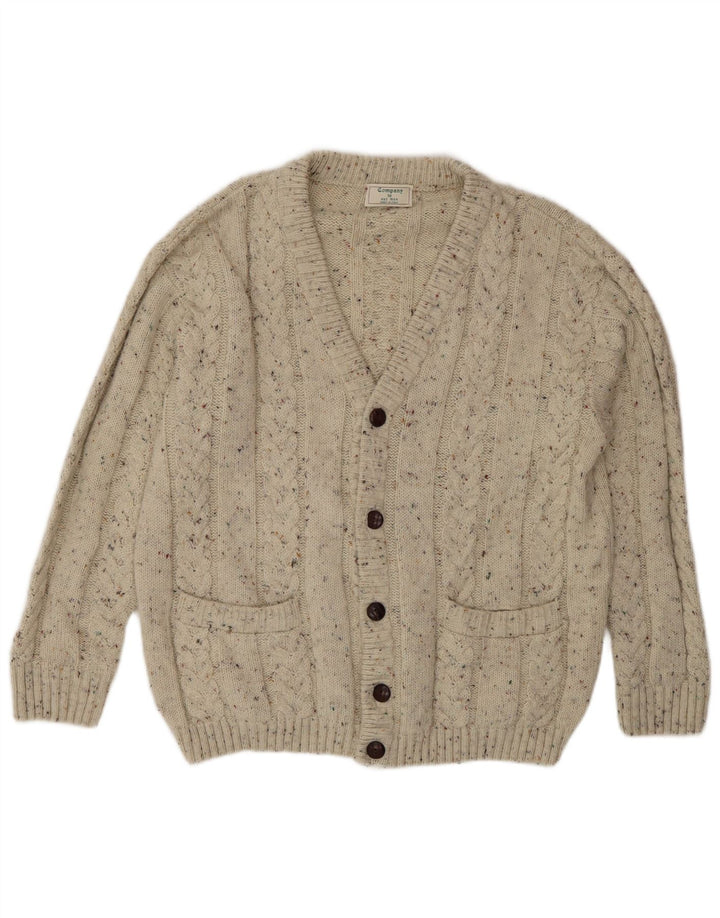 Cardigan Vintage pentru bărbați, lână mare, bej, cu pete