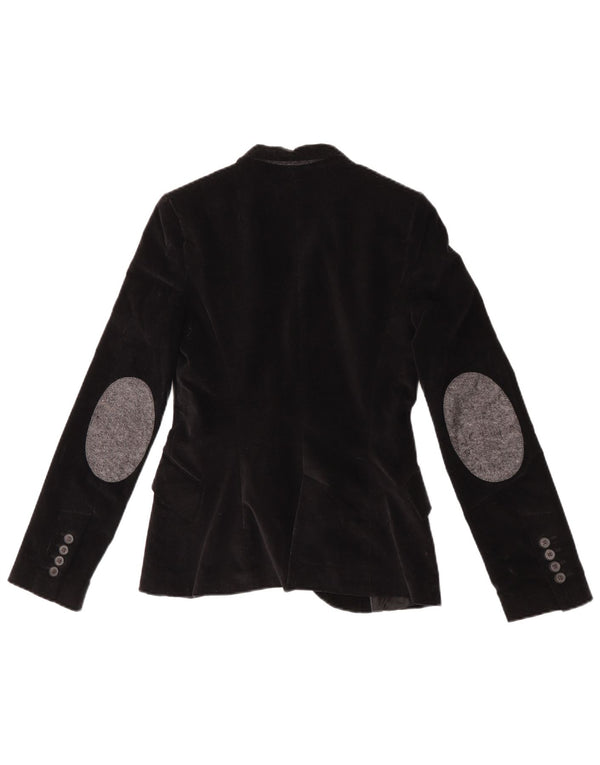 Jachetă pentru femei Zara cu 1 nasture din catifea UK 6 XS Negru