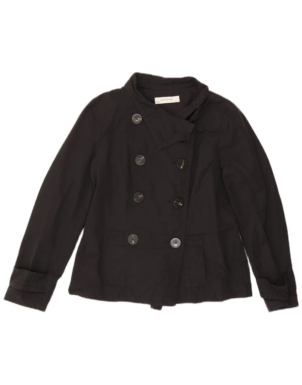 Palton scurt pentru femeie Zara UK 18 XL, bumbac negru