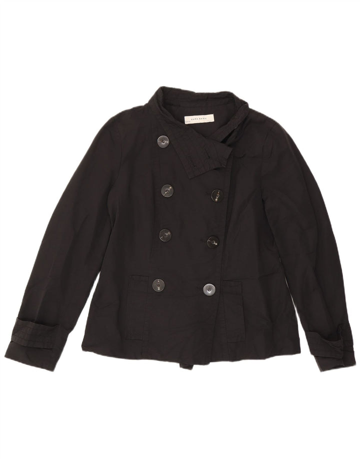 Palton scurt pentru femeie Zara UK 18 XL, bumbac negru