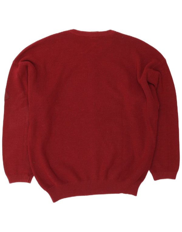 North Pole Mens Crew Neck Jumper Sweater XL Burgundy Wool