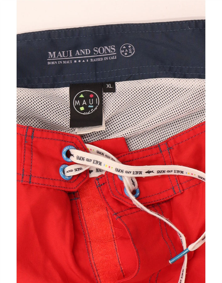 Pantaloni scurți de înot pentru bărbați Maui and Sons XL poliester color bloc roșu
