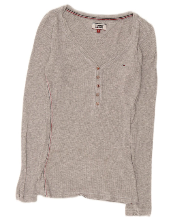 Top pentru femei Tommy Hilfiger cu mânecă lungă UK 8 Small Gri Viscose