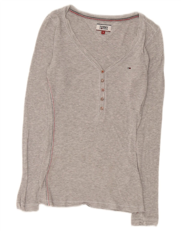 Top pentru femei Tommy Hilfiger cu mânecă lungă UK 8 Small Gri Viscose