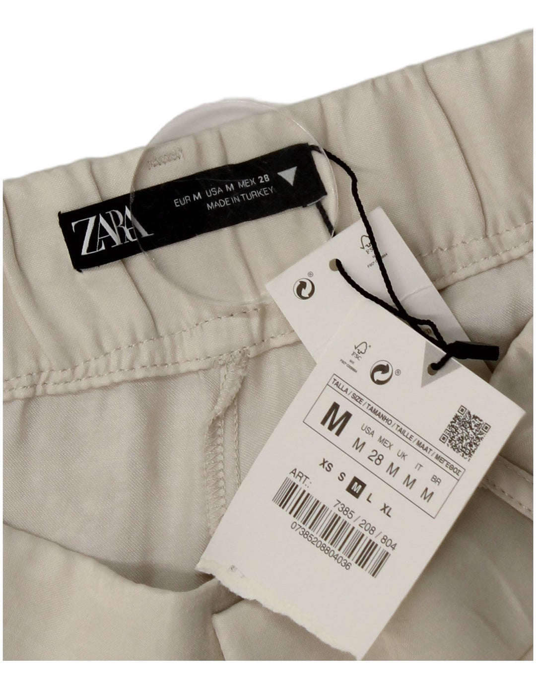 Pantaloni scurți chino pegged pentru femei Zara, mediu W28, din viscoză alb