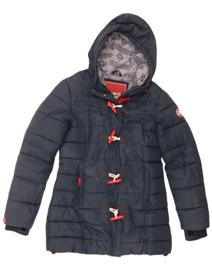 Jachetă căptușită cu glugă Superdry pentru femei UK 14 mare, albastru bleumarin, poliester