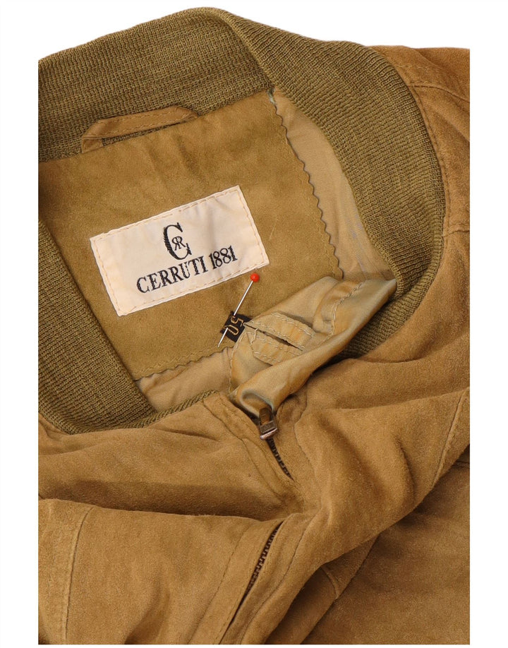 Cerruti 1881 Jachetă Bomber de piele intoarsa pentru barbati IT 50 Large Brown