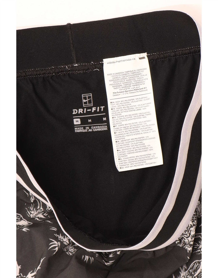 Pantaloni scurți sport Nike Dri Fit Graphic pentru femei UK 14 Poliester mediu negru