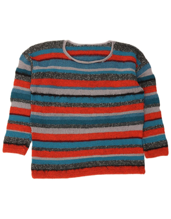 Pulover vintage pentru femei cu gât de barcă UK 14 Medium, multicolor, cu dungi