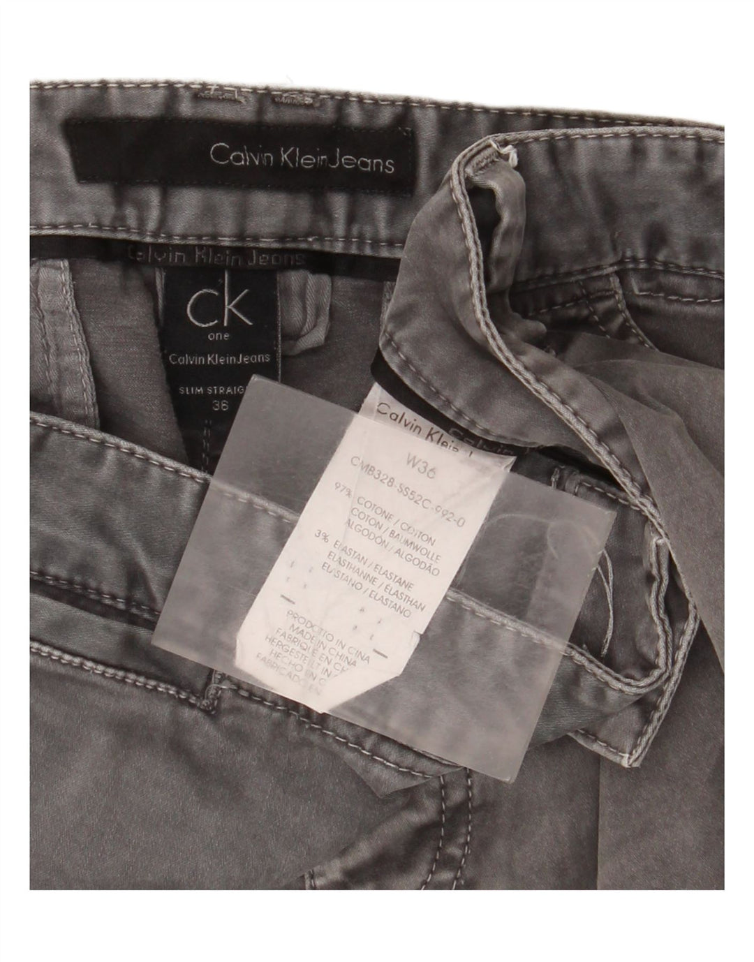 Blugi slim pentru bărbați Calvin Klein W36 L32 bumbac gri