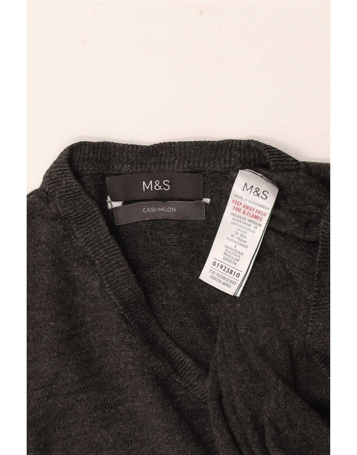 Pulover pentru bărbați Marks & Spencer, cu decolteu în V, mare, gri acrilic