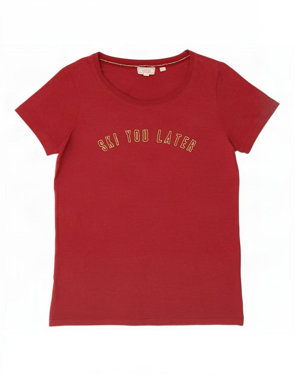 Tricou grafic Fat Face pentru femei Top UK 8 Small Burgundy Bumbac