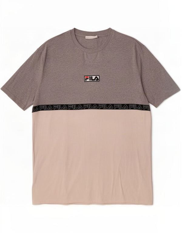 Tricou grafic Fila pentru bărbați Top mare, gri, bumbac color bloc
