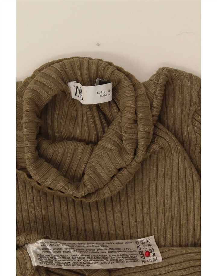 Crop Top pentru femei Zara UK 8 Small Khaki Viscose