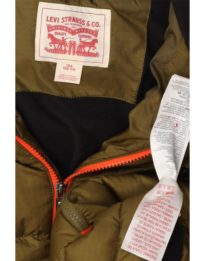 Jachetă căptușită cu glugă Levi's pentru băieți 11-12 ani Kaki Poliester color bloc