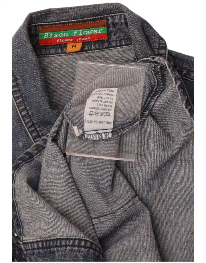 Cămașă de denim vintage pentru femei UK 14, bumbac gri mediu